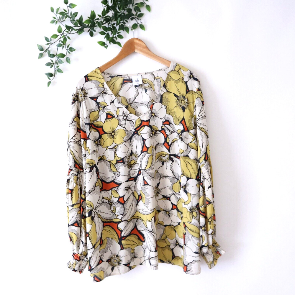 CAbi Floral Blouse - Yellow, Black, White, Orange